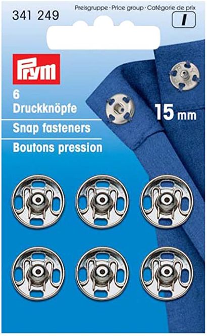 Hovedbilde PRYM Trykknapper 15 mm, forniklet