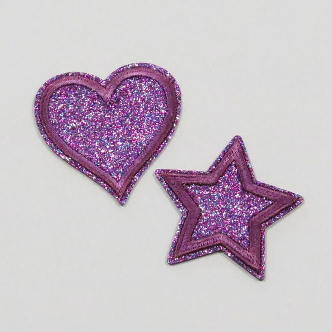Hovedbilde Motiv - Hjerte/stjerne, Lilla glitter (4,3 x 4,3 ...