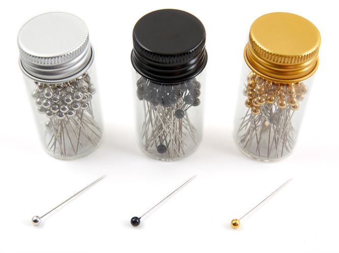 Hovedbilde Knappenåler i glassbeholder (60 stk)